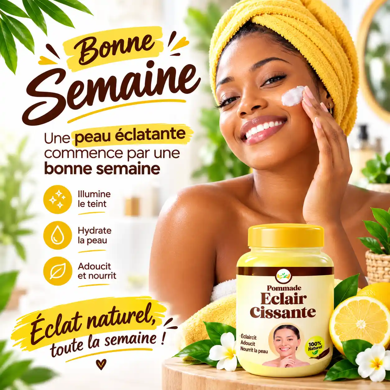 Bonne semaine avec une peau éclatante